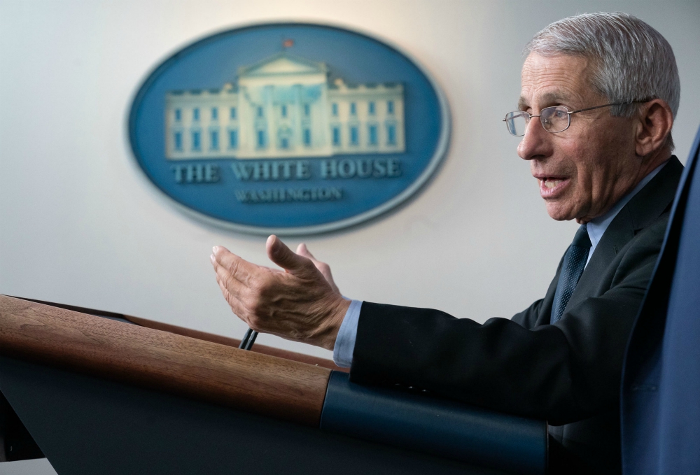 Dr. Anthony Fauci, director of the National Institute of Allergy and Infectious Diseases and a member of the White House Coronavirus Taskforce, speaks during a coronavirus briefing March 16 at the White House. (Official White House Photo/D. Myles Cullen) Dr. Anthony Fauci, director of the National Institute of Allergy and Infectious Diseases and a member of the White House Coronavirus Taskforce, speaks during a coronavirus briefing March 16 at the White House. (Official White House Photo/D. Myles Cullen)